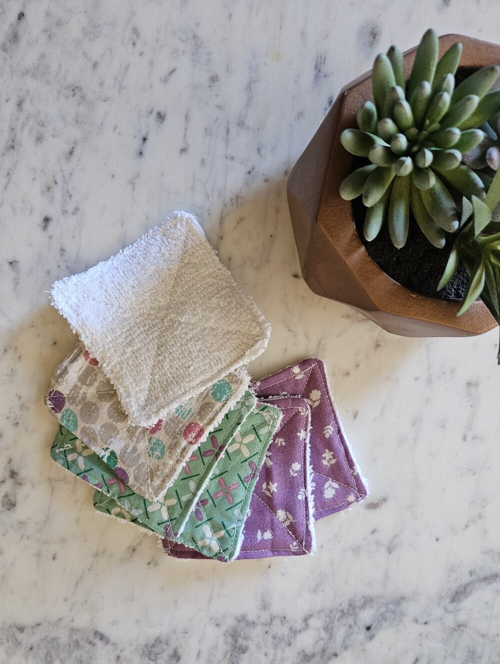 Handmade Cotton Terry Cloth Reusable Makeup Remover Pads Set Of 6